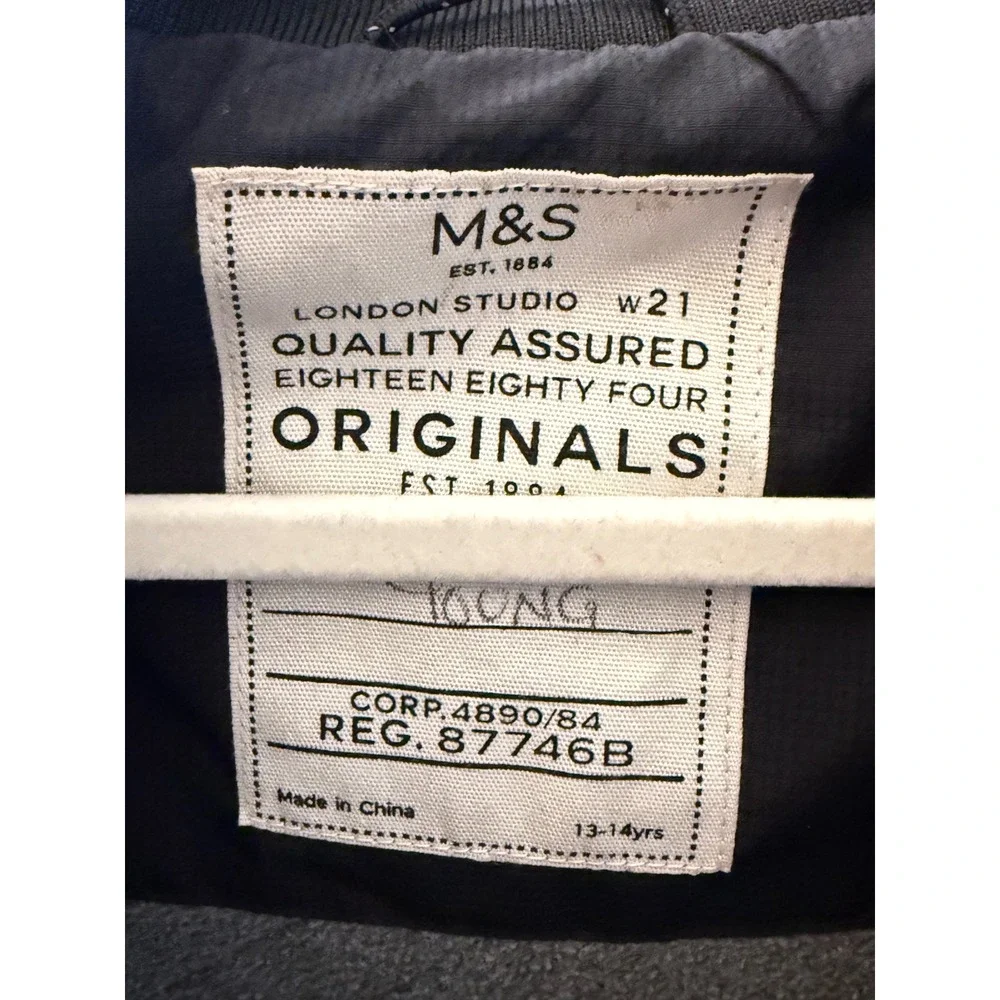 M&S Hooded Jacket Kids 13-14Yrs Black Excellent Reflective Piping Fleece Lined